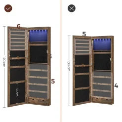 Discount SONGMICS Armoire à bijoux murale marron