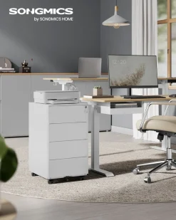 Store SONGMICS Armoire à fichiers à roulettes avec 3 tiroirs noir boisé