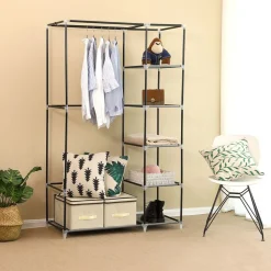 Cheap SONGMICS Armoire à vêtements tissu gris