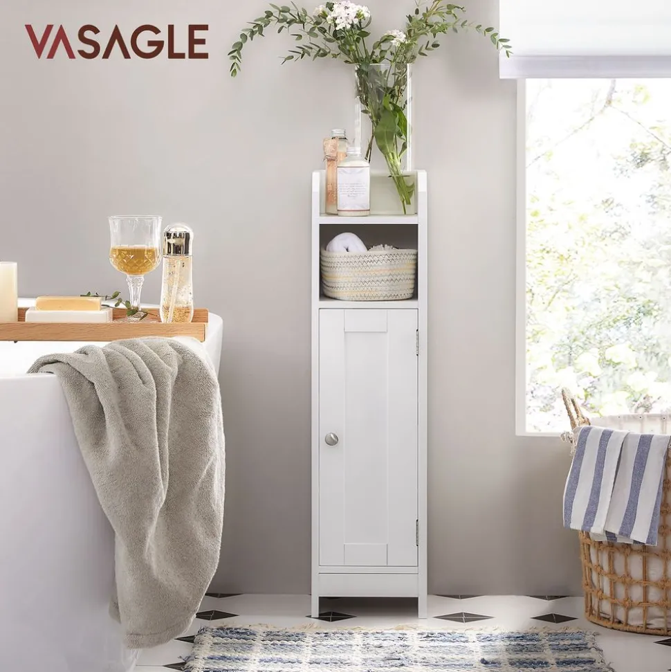 Clearance SONGMICS Armoire de salle de bain haute avec éclairage blanc nuage