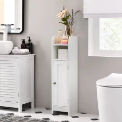 Clearance SONGMICS Armoire de salle de bain haute avec éclairage blanc nuage