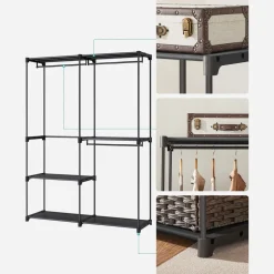 New SONGMICS Armoire en tissu noir
