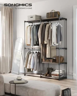 New SONGMICS Armoire en tissu noir