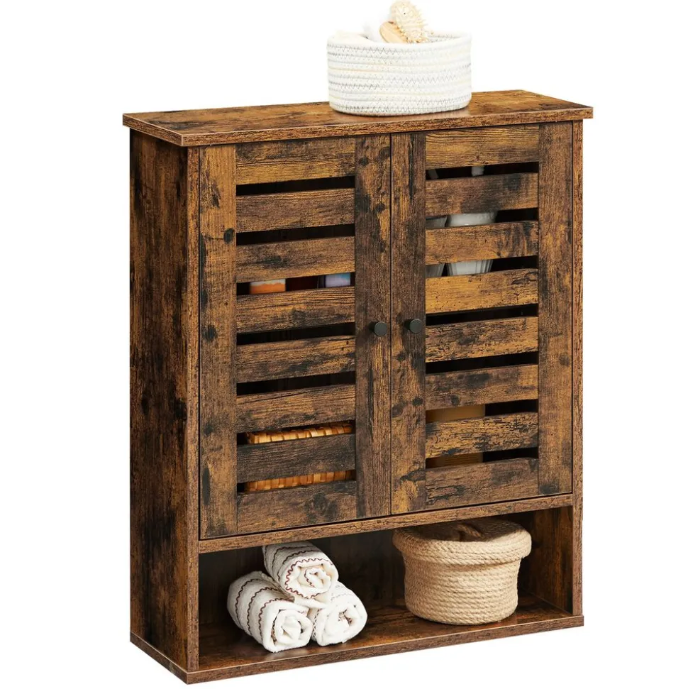 Hot SONGMICS Armoire murale rustique Marron Rustique