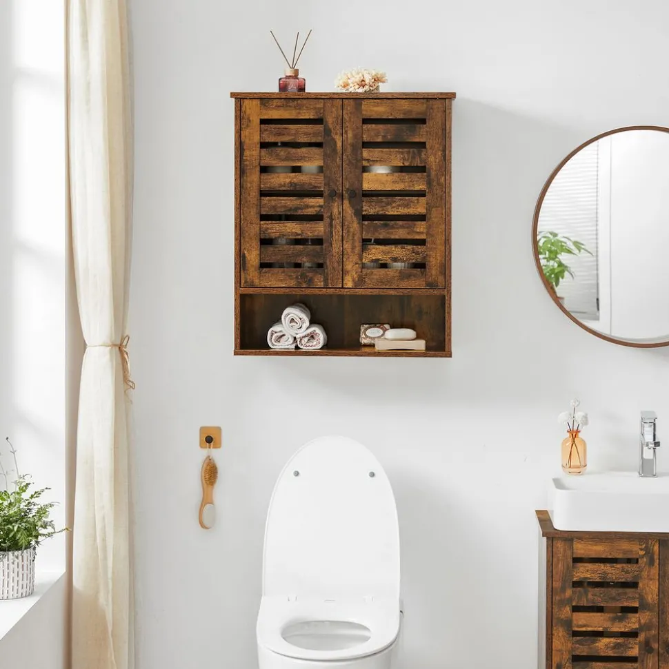 Hot SONGMICS Armoire murale rustique Marron Rustique