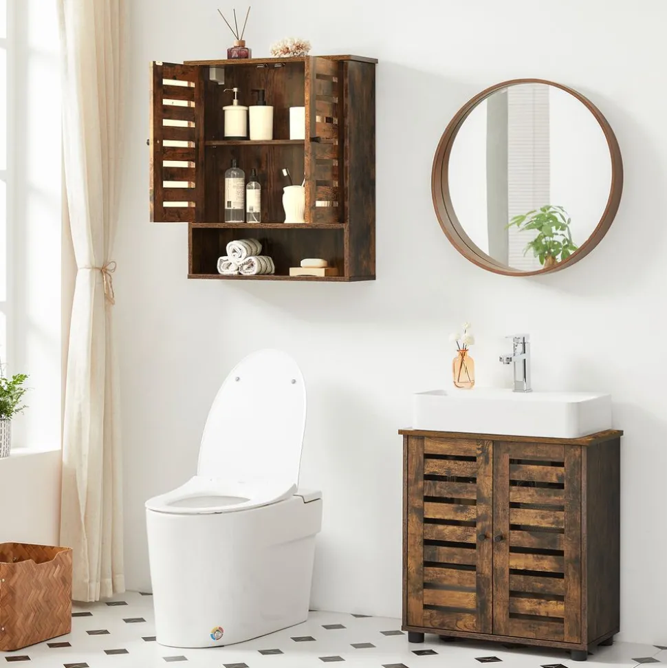 Hot SONGMICS Armoire murale rustique Marron Rustique