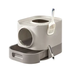 Store SONGMICS Bac à litière pour chat XXL avec couvercle plateau amovible oatmeal et gris chaud