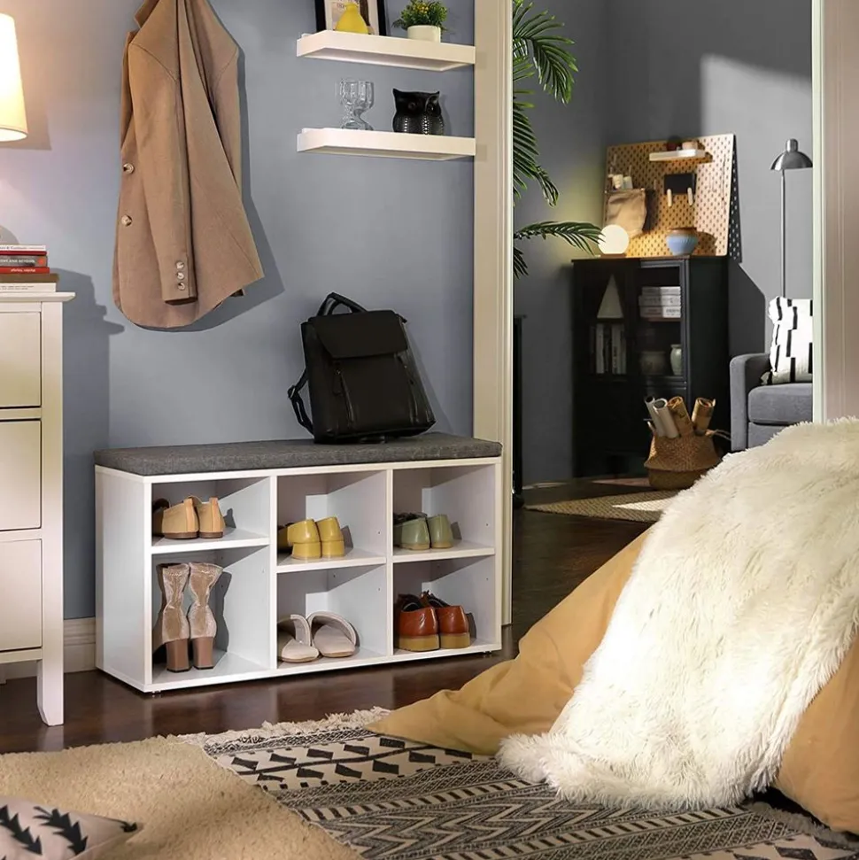 Clearance SONGMICS Banc à chaussures 6 cases Blanc