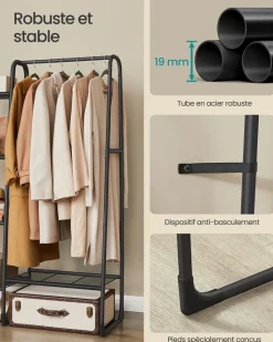 Best Sale SONGMICS Banc à chaussures avec 3 compartiments 30 x 60 x 44 cm beige naturel