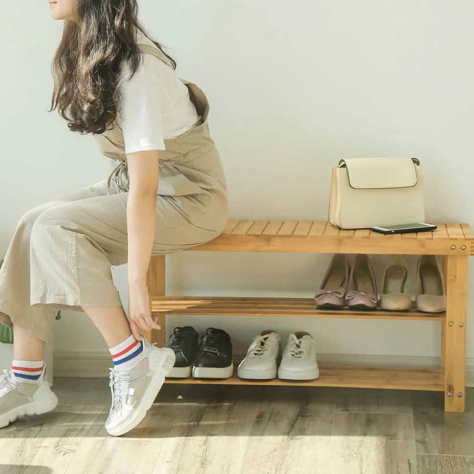 Flash Sale SONGMICS Banc à chaussures bambou Jaune