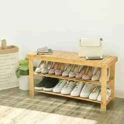 Flash Sale SONGMICS Banc à chaussures bambou Jaune