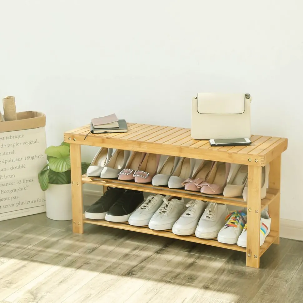 Flash Sale SONGMICS Banc à chaussures bambou Jaune