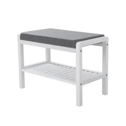 Outlet SONGMICS Banc à chaussures bambou Blanc