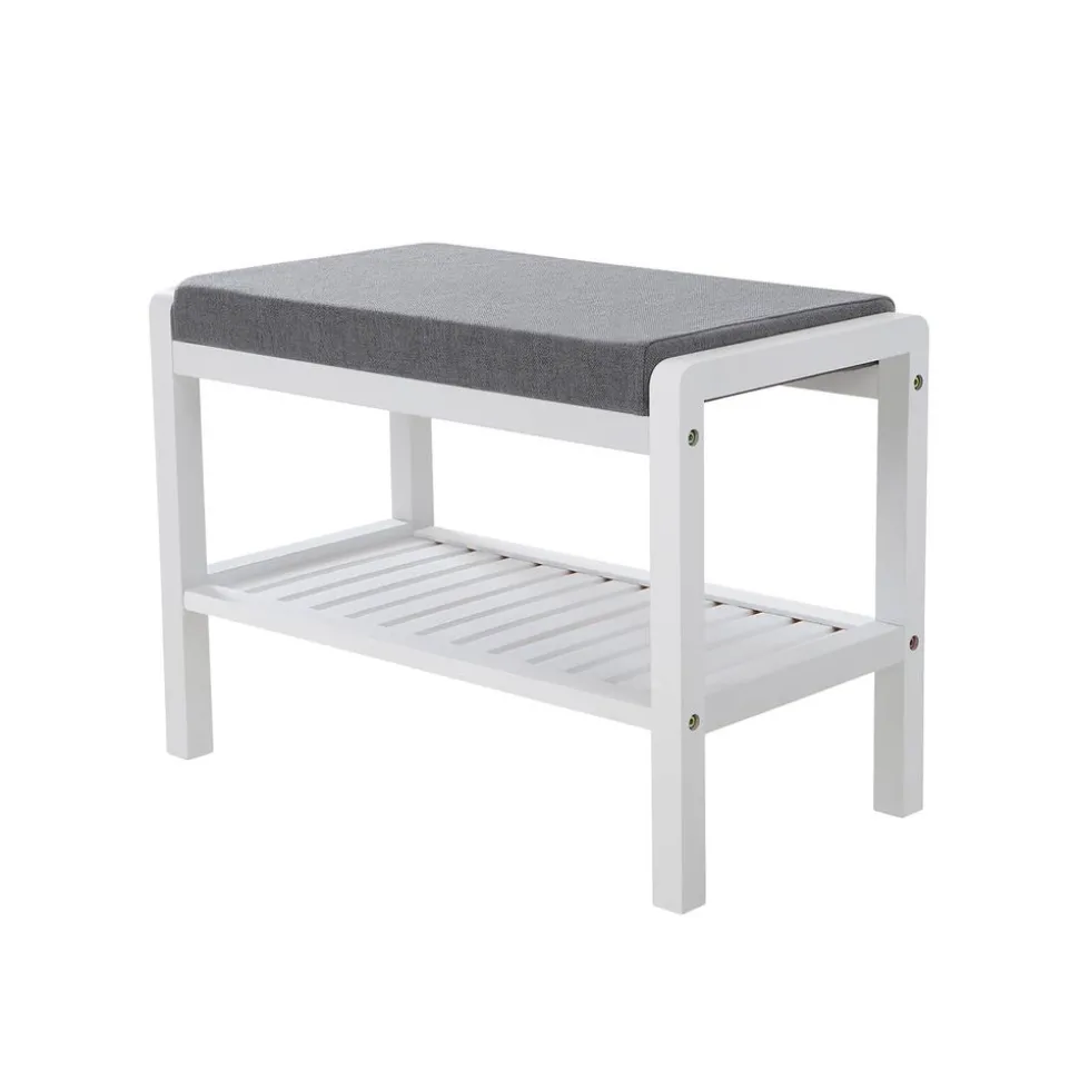 Outlet SONGMICS Banc à chaussures bambou Blanc