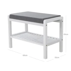 Outlet SONGMICS Banc à chaussures bambou Blanc
