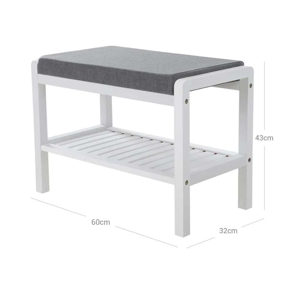 Outlet SONGMICS Banc à chaussures bambou Blanc