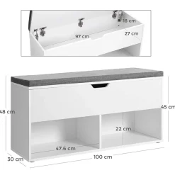 Best SONGMICS Banc à chaussures coussin Blanc