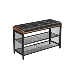 Best Sale SONGMICS Banc à chaussures effet cuir Brun Vintage Noir