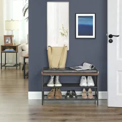 Best Sale SONGMICS Banc à chaussures effet cuir Brun Vintage Noir