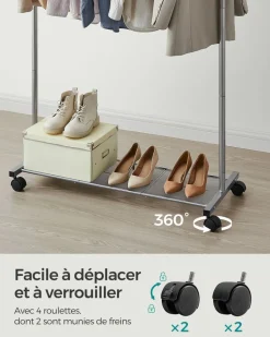 Cheap SONGMICS Banc à chaussures en bambou à 2 niveaux charge 150 kg 71 x 29 x 49 cm blanc et gris