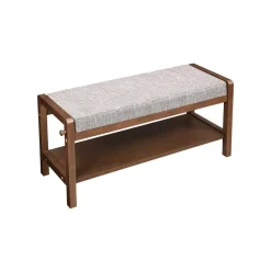 Discount SONGMICS Banc à chaussures hévéa brun Blanc