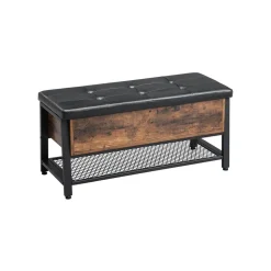 Cheap SONGMICS Banc à chaussures industriel Brun Vintage Noir