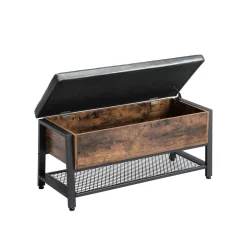 Cheap SONGMICS Banc à chaussures industriel Brun Vintage Noir