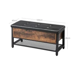 Cheap SONGMICS Banc à chaussures industriel Brun Vintage Noir
