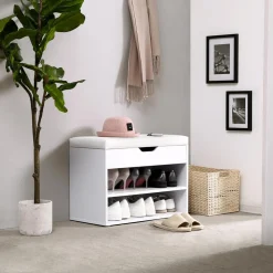 Sale SONGMICS Banc à chaussures M Blanc