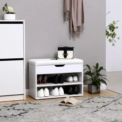 Sale SONGMICS Banc à chaussures M Blanc