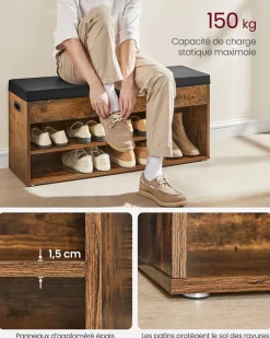 Best SONGMICS Banc à chaussures marron rustique