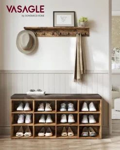 Shop SONGMICS Banc avec angement pliable gris foncé