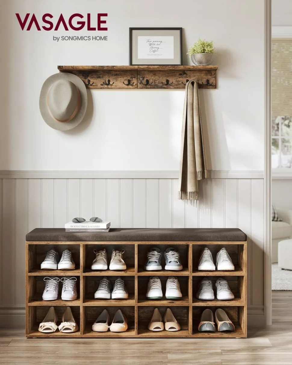 Shop SONGMICS Banc avec angement pliable gris foncé