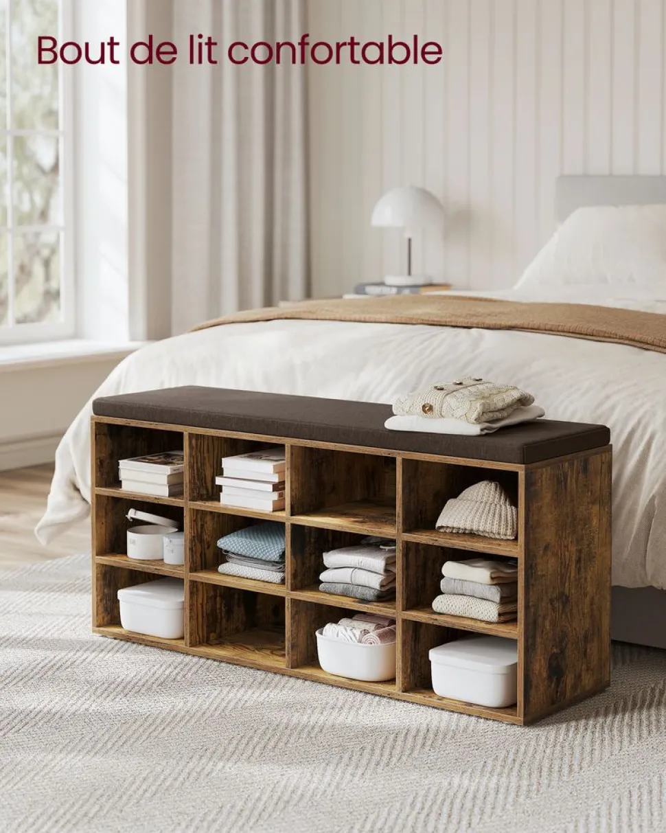 Shop SONGMICS Banc avec angement pliable gris foncé