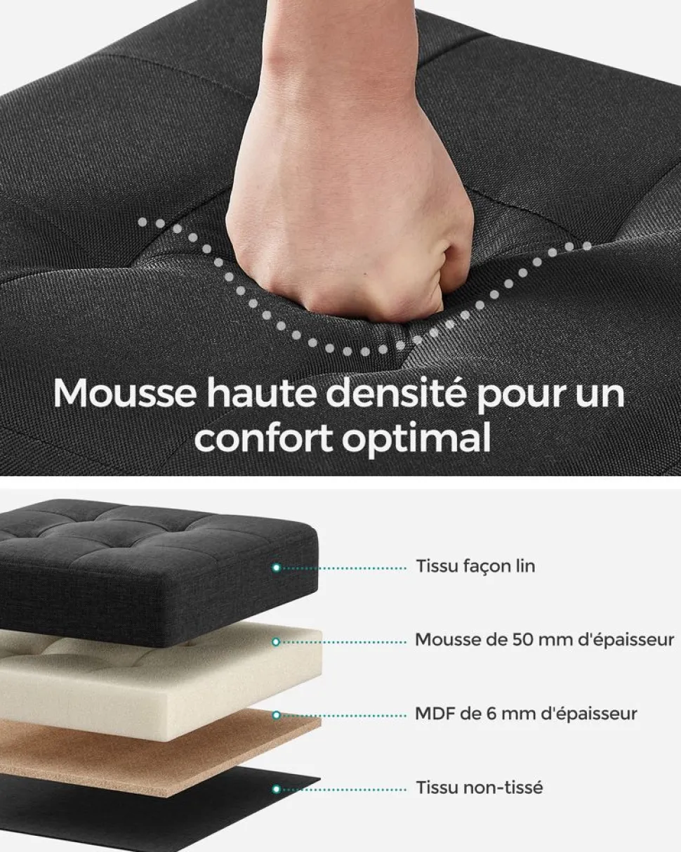 Outlet SONGMICS Banc avec angement pliable noir