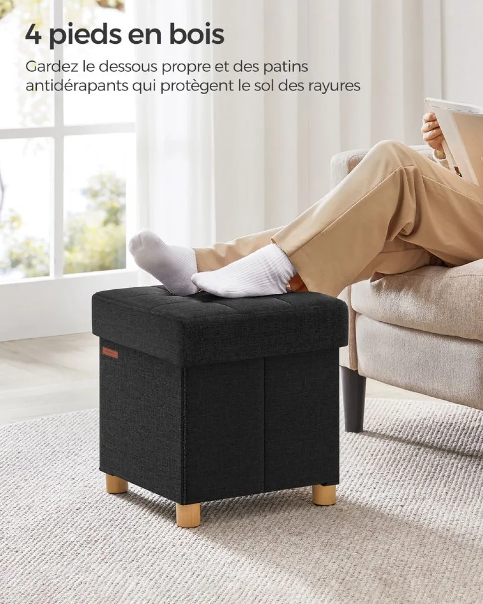 Outlet SONGMICS Banc avec angement pliable noir