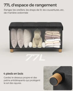 Best SONGMICS Banc de rangement 41 cm taupe clair