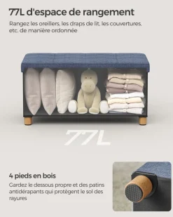 Best SONGMICS Banc de rangement 41 cm taupe clair