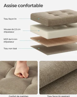 Fashion SONGMICS Banc de rangement en velours noir d'encre