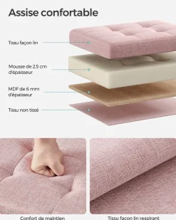 Fashion SONGMICS Banc de rangement en velours noir d'encre