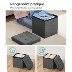 Fashion SONGMICS Banc de rangement gris