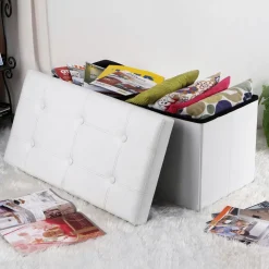 Sale SONGMICS Banc de rangement 80L Blanc