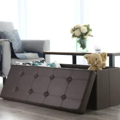 Cheap SONGMICS Banc de rangement 120L brun Marron