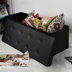 Fashion SONGMICS Banc de rangement 80L gris Marron Rustique