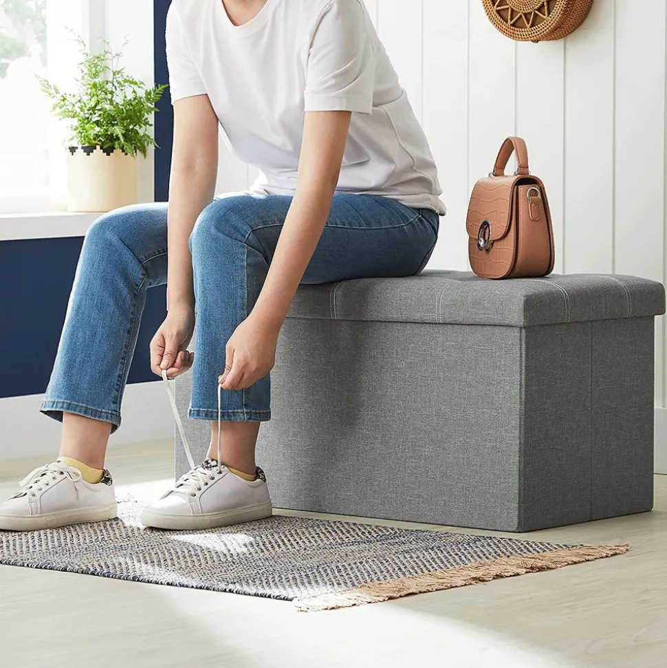 Outlet SONGMICS Banc de rangement 80L gris clair