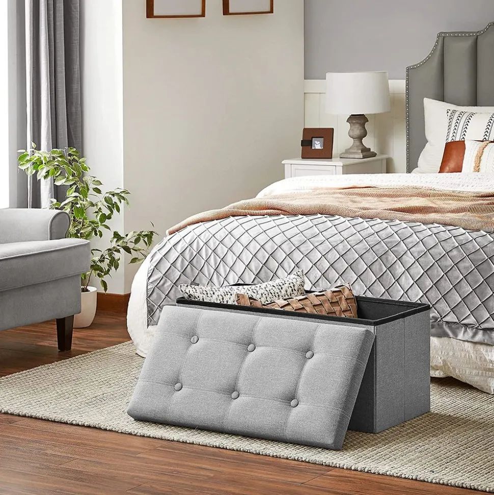 Outlet SONGMICS Banc de rangement 80L gris clair