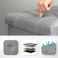 Outlet SONGMICS Banc de rangement 80L gris clair