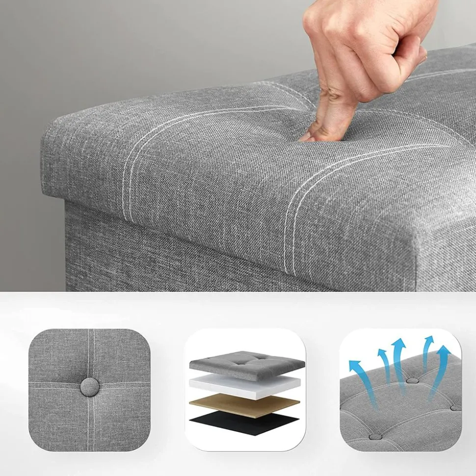 Outlet SONGMICS Banc de rangement 80L gris clair