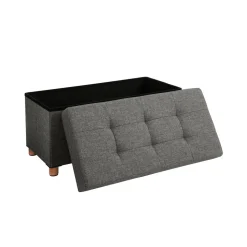 Fashion SONGMICS Banc de rangement 65L gris foncé