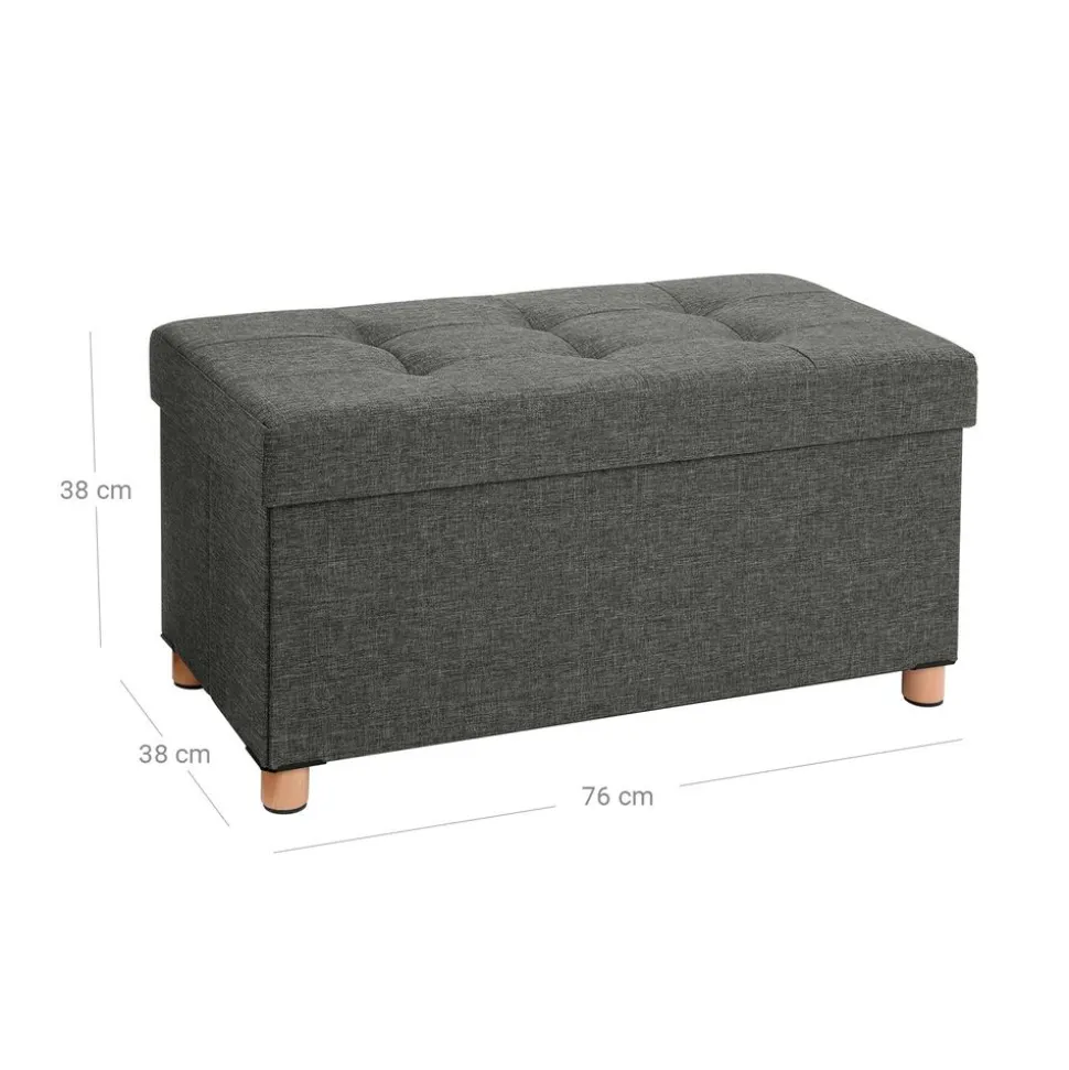 Fashion SONGMICS Banc de rangement 65L gris foncé